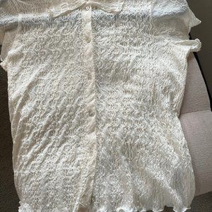 Vince Smocked Short-Sleeve Button-Front Shirt